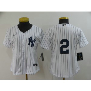 MLB Yankees 2 Derek Jeter White 2020 Nike Cool Base Women Jersey