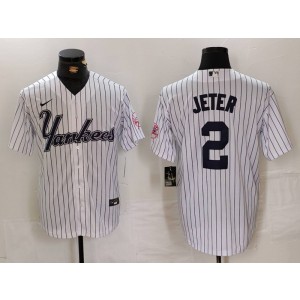 MLB Yankees 2 Derek Jeter White Nike Cool Base Men Jersey MLB Yankees 2 Derek Jeter White Nike Cool Base Men Jersey