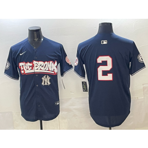 MLB Yankees 2 Jeter Navy Nike Cool Base Men Jersey