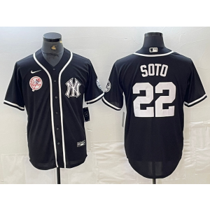 MLB Yankees 22 Soto Black Cool Base Men Jersey