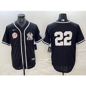 MLB Yankees 22 Soto Black Nike Cool Base Men Jersey