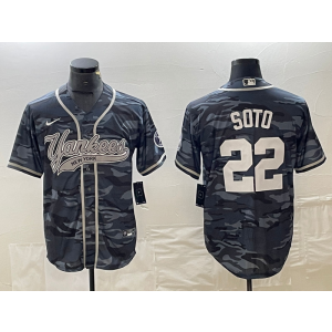MLB Yankees 22 Soto Camo Baseball Nike Cool Base Men Jersey