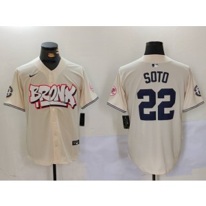 MLB Yankees 22 Soto Cream Nike Cool Base Men Jersey