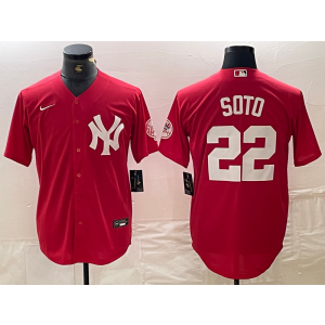MLB Yankees 22 Soto Red Nike Cool Base Men Jersey MLB Yankees 22 Soto Red Nike Cool Base Men Jersey