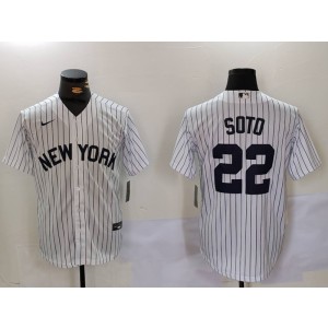 MLB Yankees 22 Soto White Nike Cool Base Men Jersey