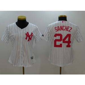 MLB Yankees 24 Gary Sanchez White 2017 Mother's Day Cool Base Women Jersey