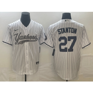 MLB Yankees 27 Giancarlo Stanton White Baseball Nike Cool Base Men Jersey