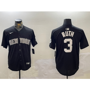 MLB Yankees 3 Babe Ruth Black Nike Cool Base Men Jersey MLB Yankees 3 Babe Ruth Black Nike Cool Base Men Jersey