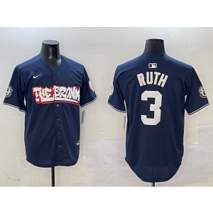 MLB Yankees 3 Babe Ruth Navy Nike Cool Base Men Jersey