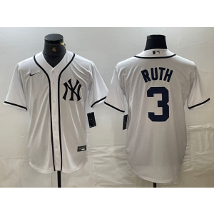 MLB Yankees 3 Babe Ruth White Nike Cool Base Men Jersey