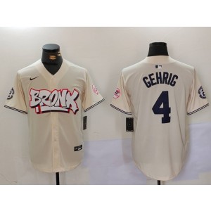 MLB Yankees 4 Lou Gehrig Cream Nike Cool Base Men Jersey