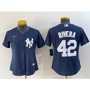 MLB Yankees 42 Mariano Rivera Navy Nike Cool Base Women Jersey
