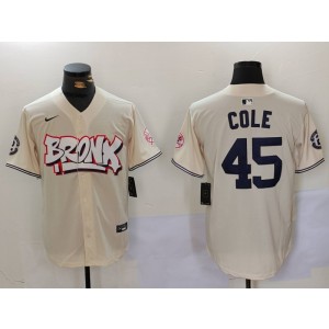 MLB Yankees 45 Gerrit Cole Cream Nike Cool Base Men Jersey