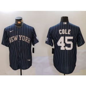 MLB Yankees 45 Gerrit Cole Navy Nike Cool Base Men Jersey