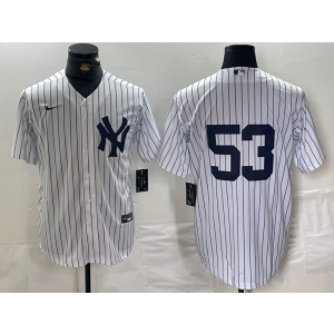 MLB Yankees 53 White Nike Cool Base Men Jersey