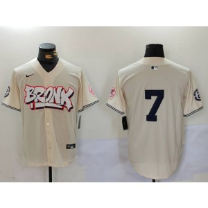 MLB Yankees 7 Mickey Mantle Cream Nike Cool Base Men Jersey