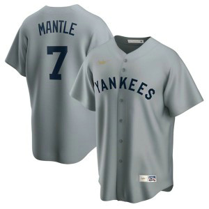 MLB Yankees 7 Mickey Mantle Gray Nike Cool Base Men Jerseys MLB Yankees 7 Mickey Mantle Gray Nike Cool Base Men Jerseys