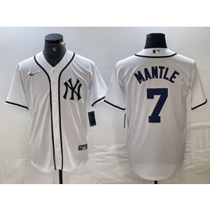 MLB Yankees 7 Mickey Mantle White Nike Cool Base Men Jersey