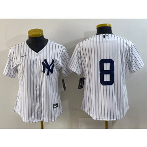 MLB Yankees 8 Yoji Berra White Nike Cool Base Women Jersey