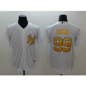 MLB Yankees 99 Aaron Judge White Gold Cool Base Men Jersey