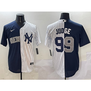 MLB Yankees 99 Aaron Judge White Navy Split Nike Cool Base Men Jersey MLB Yankees 99 Aaron Judge White Navy Split Nike Cool Base Men Jersey