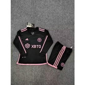 MLS Miami 10 Messi Black Long Sleeve Away Soccer Kids Jersey
