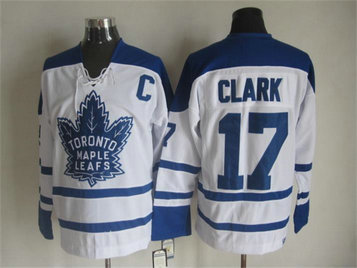 Maple Leafs 17 Wendel Clark White C Patch CCM Jersey