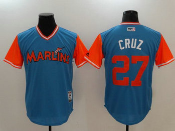 Marlins 27 Giancarlo Stanton Cruz Majestic Blue 2017 Players Weekend Nickname Jersey