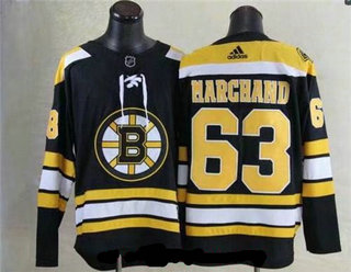 Men's Adidas Boston Bruins #63 Brad Marchand Black 2017-2018 Hockey NHL Jersey