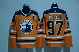 Men's Adidas Edmonton Oilers #97 Connor McDavid Orange C Patch 2017-2018 Hockey Stitched NHL Jersey