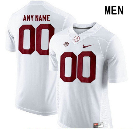 Men's Alabama Crimson Tide Custom College Football Nike Limited Jersey - White