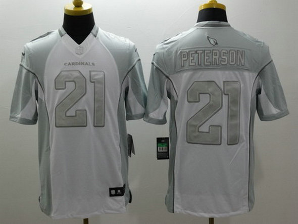 Men's Arizona Cardinals #21 Patrick Peterson White Platinum NFL Nike Limited Jersey Men's Arizona Cardinals #21 Patrick Peterson White Platinum NFL Nike Limited Jersey
