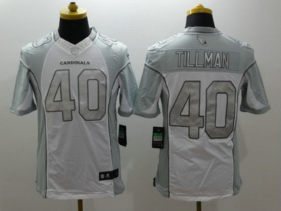 Men's Arizona Cardinals #40 Pat Tillman White Platinum Retired Player NFL Nike Limited Jersey Men's Arizona Cardinals #40 Pat Tillman White Platinum Retired Player NFL Nike Limited Jersey