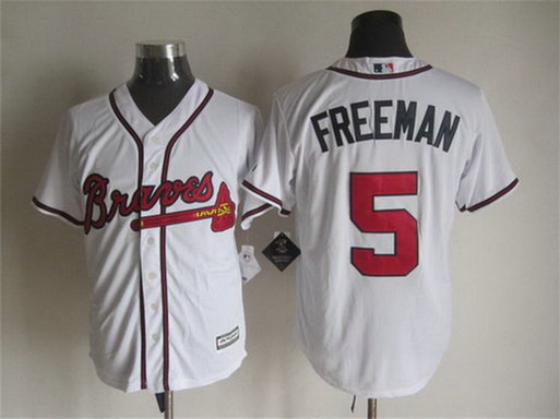 Men's Atlanta Braves #5 Freddie Freeman Home White 2015 MLB Cool Base Jersey