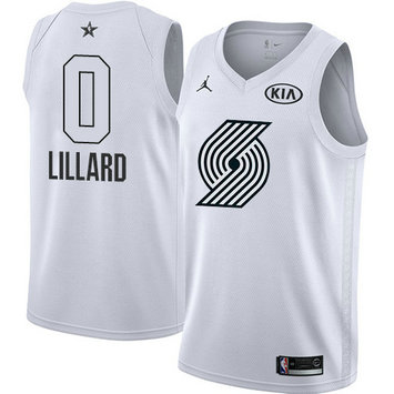 Men's Blazers #0 Damian Lillard White NBA Jordan Swingman 2018 All-Star Game Jersey
