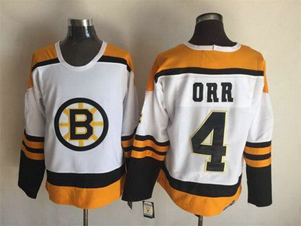 Men's Boston Bruins #4 Bobby Orr 1958-59 White CCM Vintage Throwback Jersey