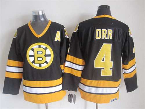Men's Boston Bruins #4 Bobby Orr 1981-82 Black CCM Vintage Throwback Jersey Men's Boston Bruins #4 Bobby Orr 1981-82 Black CCM Vintage Throwback Jersey