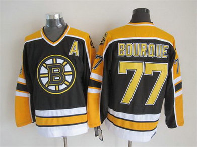 Men's Boston Bruins #77 Ray Bourque 1996-97 Black CCM Vintage Throwback Jersey Men's Boston Bruins #77 Ray Bourque 1996-97 Black CCM Vintage Throwback Jersey