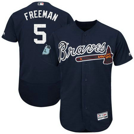 Men's Braves 5 Freddie Freeman Navy 2017 Spring Training Flexbase Jersey