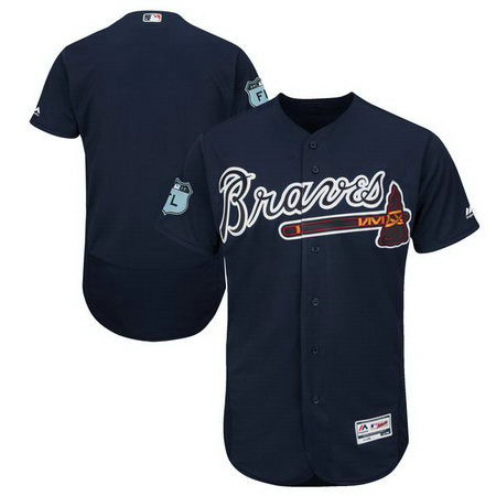 Men's Braves Blank Navy 2017 Spring Training Flexbase Jersey