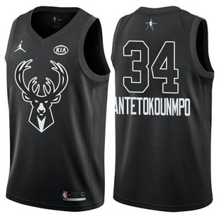 Men's Bucks 34 Giannis Antetokounmpo Jordan Brand Black 2018 All-Star Game Swingman Jersey