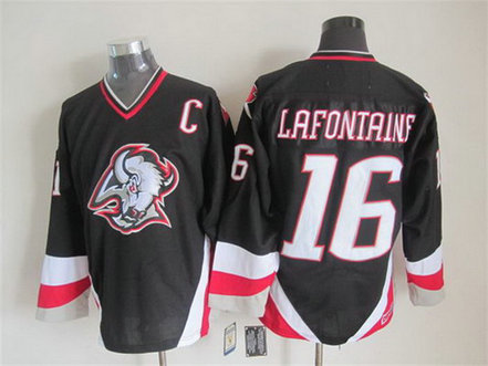 Men's Buffalo Sabres #16 Pat LaFontaine 1996-97 Black CCM Vintage Throwback Jersey Men's Buffalo Sabres #16 Pat LaFontaine 1996-97 Black CCM Vintage Throwback Jersey