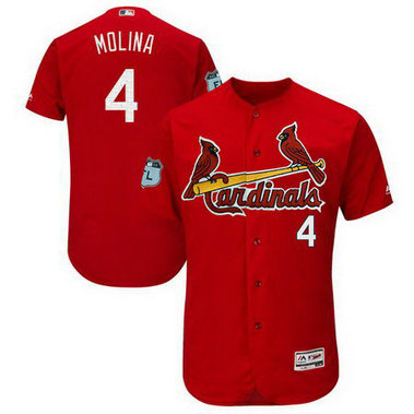 Men's Cardinals 4 Yadier Molina Red 2017 Spring Training Flexbase Jersey