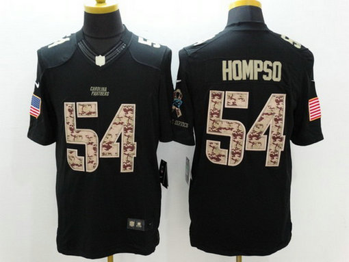 Men's Carolina Panthers #54 Shaq Thompson Black Salute to Service NFL Nike Limited Jersey