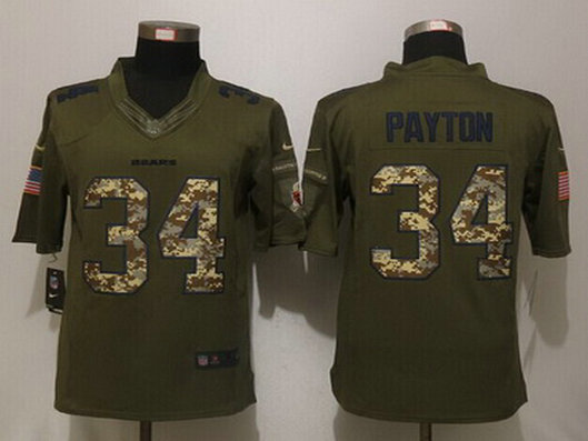 Men's Chicago Bears #34 Walter Payton Green Salute to Service 2015 NFL Nike Limited Jersey Men's Chicago Bears #34 Walter Payton Green Salute to Service 2015 NFL Nike Limited Jersey