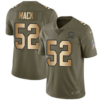Men's Chicago Bears #52 Khalil Mack Olive Gold Nike Stitched NFL Limited 2017 Salute To Service Jersey