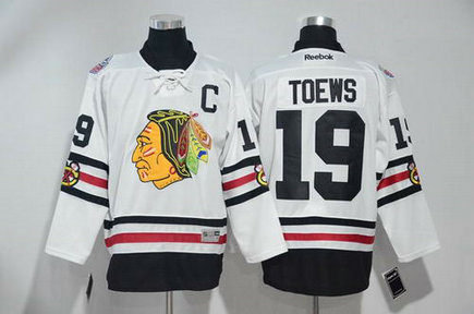 Men's Chicago Blackhawks #19 Toews 2017 Winter Classic White Stitched NHL Hockey Jersey