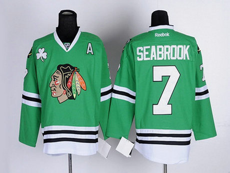 Men's Chicago Blackhawks #7 Brent Seabrook Green Jersey