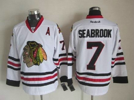Men's Chicago Blackhawks #7 Brent Seabrook White Jersey