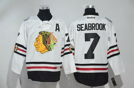 Men's Chicago Blackhawks #7 Seabrook 2017 Winter Classic White Stitched NHL Hockey Jersey